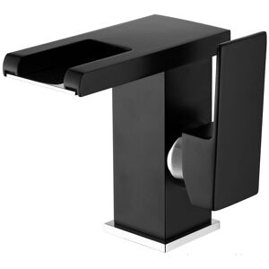 Linghhang - led Waterfall Faucet Sink Bathroom Faucet (Black), Modern Elegant Design Gold Brass Basin Mixer Tap, Hot and Cold Water Available, 3