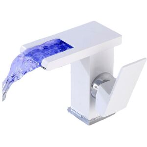 Csparkv - Led Waterfall Faucet Sink Bathroom Faucet(White), Modern Elegant Design Golden Brass Basin Mixer Tap, Hot and Cold Water Available, 3 Color