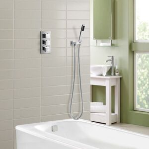 Nes Home - Lilly 3 Dial 2 Way Square Concealed Thermostatic Mixer Valve, Slim Square Handset & Bath Filler Chrome