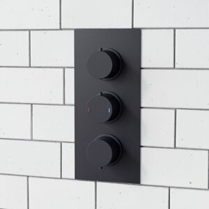 Nes Home - Lily 3 Dial 2 Outlet Round Concealed Thermostatic Shower Valve - Black Matt