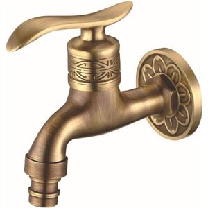 GOTRAYS Long Handle Antique Brass Faucet Cold Tap Bathroom Faucet Mop Pool Washing Machine Garden Decoration Garden Hose Faucet
