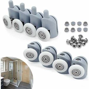 ZVD - Lot de 8 roulettes doubles de rechange pour porte de douche, roues de 23 mm de diamètre (8 pièces simples, 23 mm)
