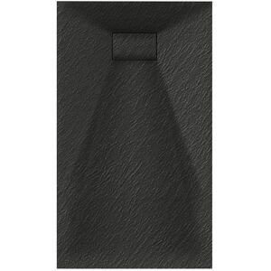 Gravity Bathrooms - Luxury 800 x 1400mm Low Profile Textured Shower Tray and Waste - Black