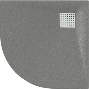 Gravity Bathrooms - Luxury 800 x 800mm Low Profile Textured Quadrant Shower Tray and Waste - Quad Grey