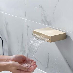 YMYNY Luxury Brushed Gold Waterfall Wall Mounted Faucet Dual Hot and Cold Control Concealed Design Ideal for Modern Bathroom Sink mumu