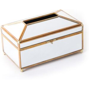 TLILY Luxury European Style Practical Mirror Glass Tissue Box Waterproof Paper Towel Holder Dressing Table Tray Home Decor - m