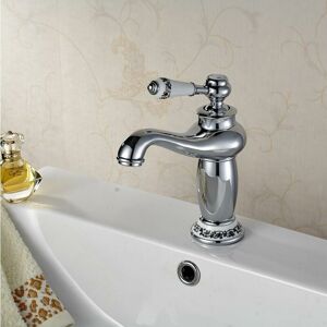 Dewdat - Luxury Victorian Basin Mixer Taps Chrome Mono Bathroom Cloakroom Sink Tap Hot and Cold Classic Faucet (silver)