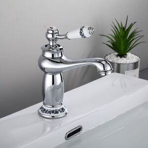 TONCHEAN Luxury Victorian Chrome Monobloc Bathroom Basin Mixer Tap, Classic Hot and Cold Faucet (Chrome)