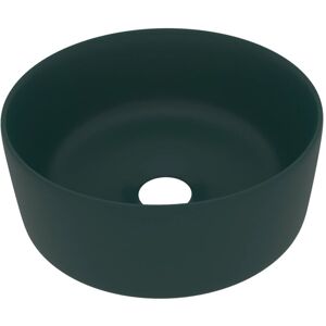 Vidaxl - Luxury Wash Basin Round Matt Dark Green 40x15 cm Ceramic