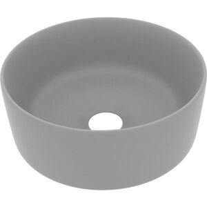 Luxury Wash Basin Round Matt Light Grey 40x15 cm Ceramic Vidaxl