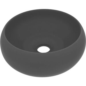 Luxury Wash Basin Round Matt Dark Grey 40x15 cm Ceramic vidaXL