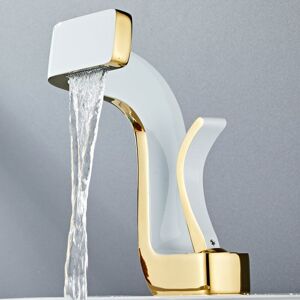 SHUNLI Luxury Waterfall Bathroom Sink Faucet Hot and Cold Water Brass Chrome Black Gold