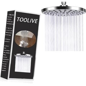 Deckon - Round Rain Shower Heads, Fixed Rainfall Shower Head 8 Inch, Ultra Thin Powerful High Pressure Overhead Showerhead, 304 Stainless Steel,