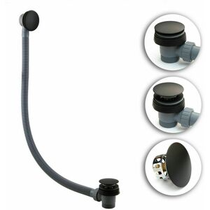 Gravahaus - Matt Black Easy Clean Clicker Bath Waste Round Pop Up Sprung Bath Plug Bathroom - Matt Black