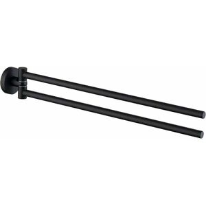 GOTRAYS Matte Black Bathroom Towel Rack with 2 Bars 180° Swivel SUS304 Stainless Steel 41CM Wall Mounted Towel Holder Towel Rail