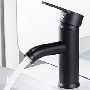 Tinor - Matte Black Faucet Copper Bathroom Sink Mixer Tap Hot Cold Water Matte Basin Faucet Elegant and retro design Single Hole Lever Faucet Durable