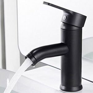 Tinor - Matte Black Faucet Copper Bathroom Sink Mixer Tap Hot Cold Water Matte Basin Faucet Elegant and retro design Single Hole Lever Faucet Durable