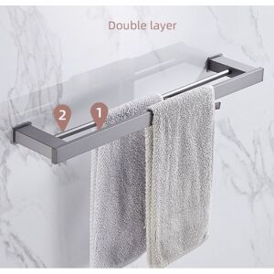 Linghhang - Bathroom Wall Mounted Towel Rail, Double Towel Bar, Polished Mirror Chrome, 60cm, Towel Bar