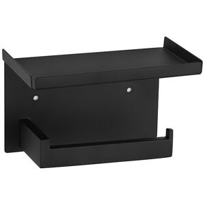 LINGHHANG Matte black toilet paper dispenser with shelf