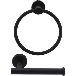 LINGHHANG Matte Black Toilet Paper Holder and Towel Ring, Stainless Steel Toilet Paper Roll Holder, Towel Holder and Ring