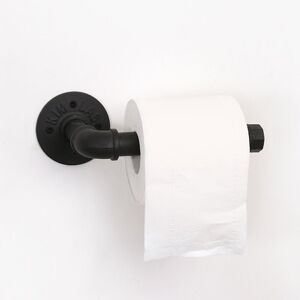 LINGHHANG Matte Black Toilet Paper Holder Industrial Style Vintage Metal Iron Pipe Wall Mounted Towel Rack Roll Holder for Bathroom Kitchen Bedroom, Rust Free