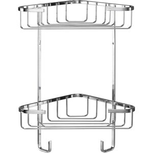 Croydex - 2 Tier Corner Shower Caddy, Rust Free Basket Bathroom Storage with Hooks