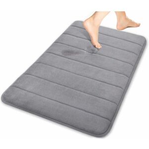 HOOPZI Memory foam bath mat, 40 x 60 cm, soft and comfortable, super absorbent, non-slip, thick, machine washable, easier to dry bathroom carpet, gray
