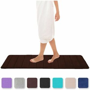 Hoopzi - Memory Foam Bath Mat Absorbent Non-Slip Bath Mat Washable Bath Mat - 40 x 120 cm, Brown