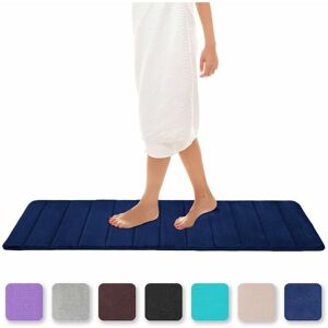 Hoopzi - Memory Foam Bath Mat Absorbent Non-Slip Bath Mat Washable Bath Mat - 40 x 120 cm, Navy Blue