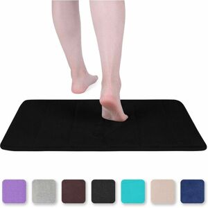 Hoopzi - Memory Foam Bath Mat Absorbent Non-Slip Bath Mat Washable Bath Mat - 40 x 60 cm, Black