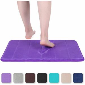 Hoopzi - Memory Foam Bath Mat Absorbent Non-Slip Bath Mat Washable Bath Mat - 40 x 60cm, Purple