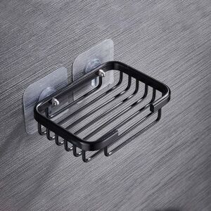 BEIJIYI Metal Soap Dish with Strong Suction Cup, Self-Adhesive Wall Mount for Shower and Bathtub (Black)