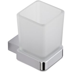 Hudson Reed - Milano Arvo – Modern Wall Mounted Square Bathroom Glass Toothbrush Tumbler and Chrome Holder