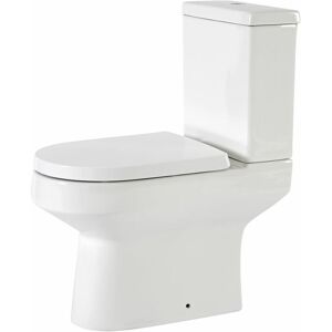 Milano Ballam White Ceramic Close Coupled Bathroom Toilet Pan WC and Cistern with Soft Close Seat - Chrome Flush Button