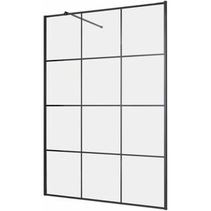 Barq - Black Reversible Wet Room Shower Enclosure Screen with Grid Pattern - 900mm - Milano