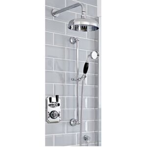 Milano - Elizabeth - Traditional 2 Outlet Twin Diverter Thermostatic Mixer Shower Valve with Round Rainfall Shower Head and Riser Rail Kit - Chrome &