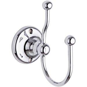 Milano - Elizabeth - Traditional Bathroom Double Wall Mounted Bath Robe or Towel Hook Holder - Chrome