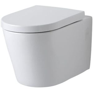 NO BRAND Milano Ballam - White Ceramic Modern Bathroom Wall Hung Rimless Toilet wc and Soft Close Seat