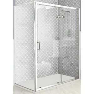 Milano Langley - Traditional Chrome Corner Sliding Door Shower Enclosure with White Slate Effect Tray and Fast Flow Waste - 1200mm x 800mm