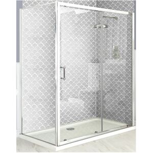 Milano Langley - Traditional Chrome Reversible Corner Sliding Door Shower Enclosure&44 Side Panel and White Tray with Fast Flow Waste - 1400mm x 700mm