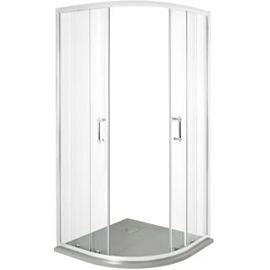 Langley - 900mm x 900mm Chrome Traditional Reversible Quadrant Shower Enclosure and Slate Effect Tray with Fast Flow Waste - Light Grey Tray - Milano