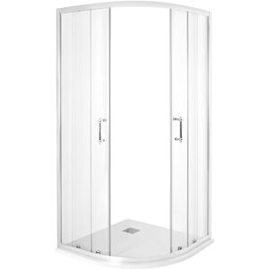 Langley - 900mm x 900mm Chrome Traditional Reversible Quadrant Shower Enclosure and Slate Effect Tray with Fast Flow Waste - White Tray - Milano