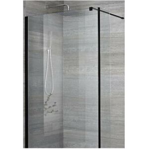Milano Nero - 800mm Black Recessed Walk In Wet Room Shower Enclosure Screen&44 Return Panel&44 Profile and Support Arm - 250mm Tile Insert Corner Shower