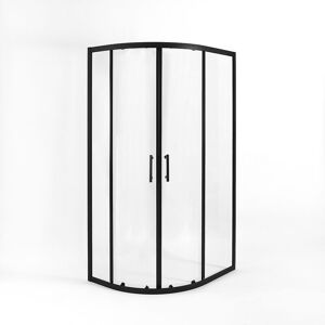 Nero - Black Left Hand Quadrant Shower Enclosure with White Tray and Fast Flow Waste - 900mm x 800mm - Milano