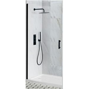 Nero - Walk In Wet Room Hinged Door Shower Enclosure&44 1000mm x 800mm White Tray and Fast Flow Waste - Black - Milano