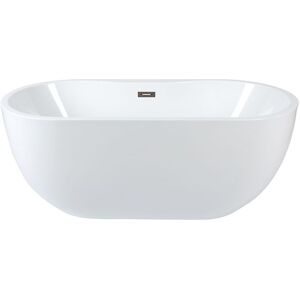 Milano Overton - Modern Bathroom 1800mm x 750mm Double Ended Freestanding Oval Bath with Overflow and White Push Button Waste - Oil Rubbed Bronze Overflow