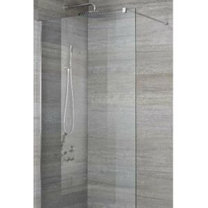 Portland - 1200mm Chrome Recessed Walk In Wet Room Shower Enclosure Screen Profile and Support Arm - 400mm Tile Insert Shower Drain - Milano