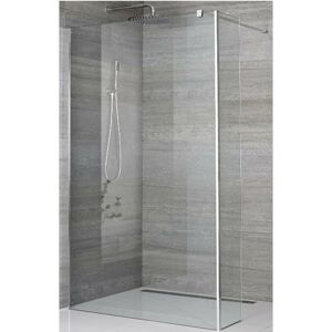 Portland - 1200mm Chrome Recessed Walk In Wet Room Shower Enclosure Screen Return Panel Profile and Support Arm - 800mm Linear Shower Drain - Milano