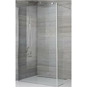 Portland - 900mm Chrome Recessed Walk In Wet Room Shower Enclosure Screen Return Panel Profile and Support Arm - No Shower Drain - Milano