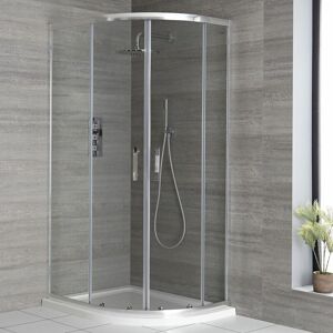 Portland - Chrome Right Hand Quadrant Shower Enclosure with White Tray and Fast Flow Waste - 1000mm x 800mm - Milano
